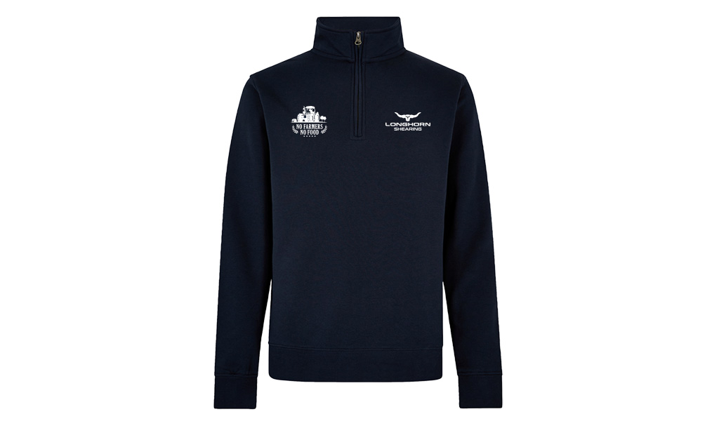 Longhorn 'No Farmers, No Food' Navy 1⁄4 Zip Sweat