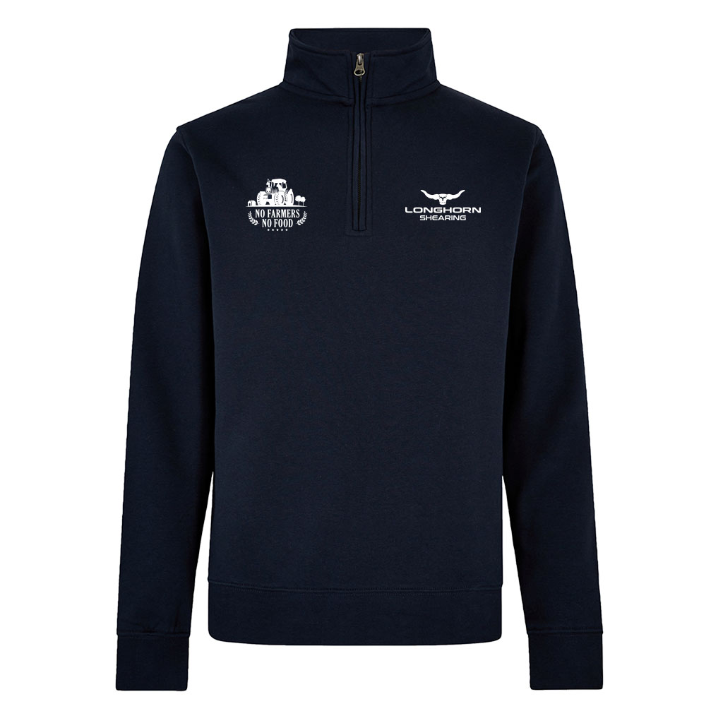 Longhorn 'No Farmers, No Food' Navy 1⁄4 Zip Sweat