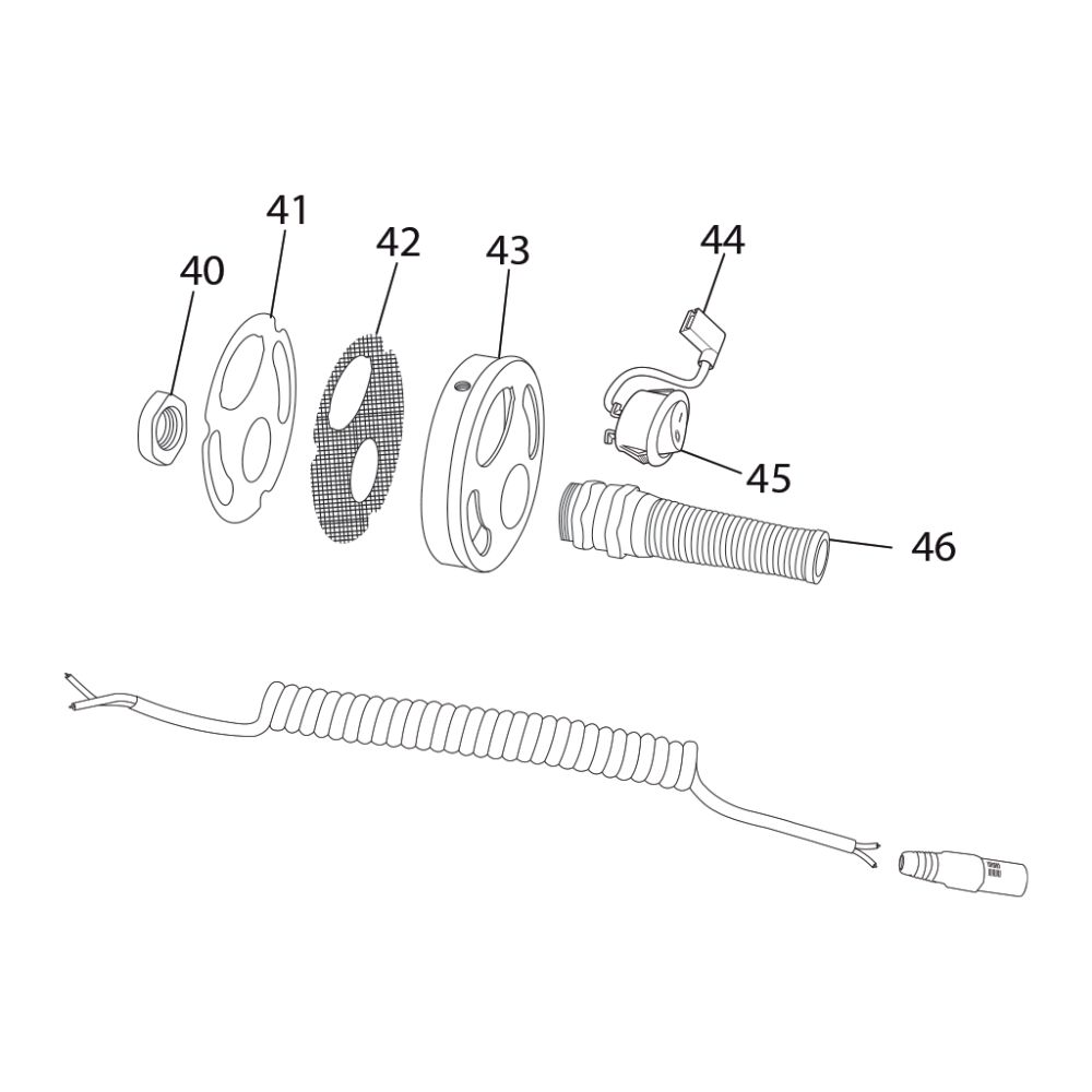 Complete Rear Cap with Coiled Flex Assembly for the Rambo (4.8mm Blue Terminal)