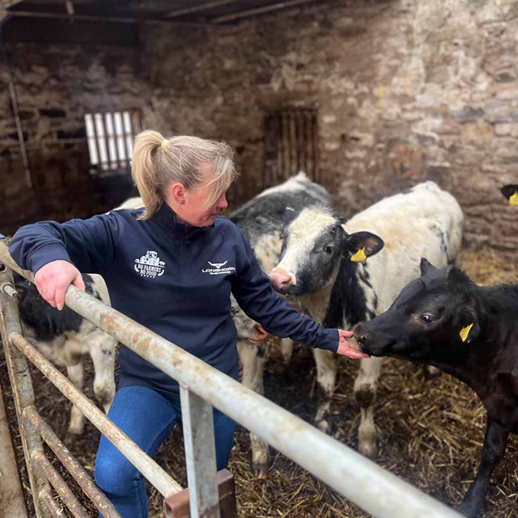 Longhorn Shearing 'No Farmers, No Food' Navy 1⁄4 Zip Sweat